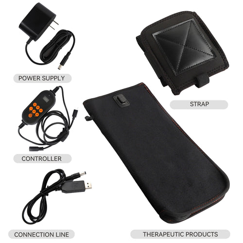 Heated red light hand gloves full set with controller, power supply, strap and connecting cable, wearable hand skincare kit.