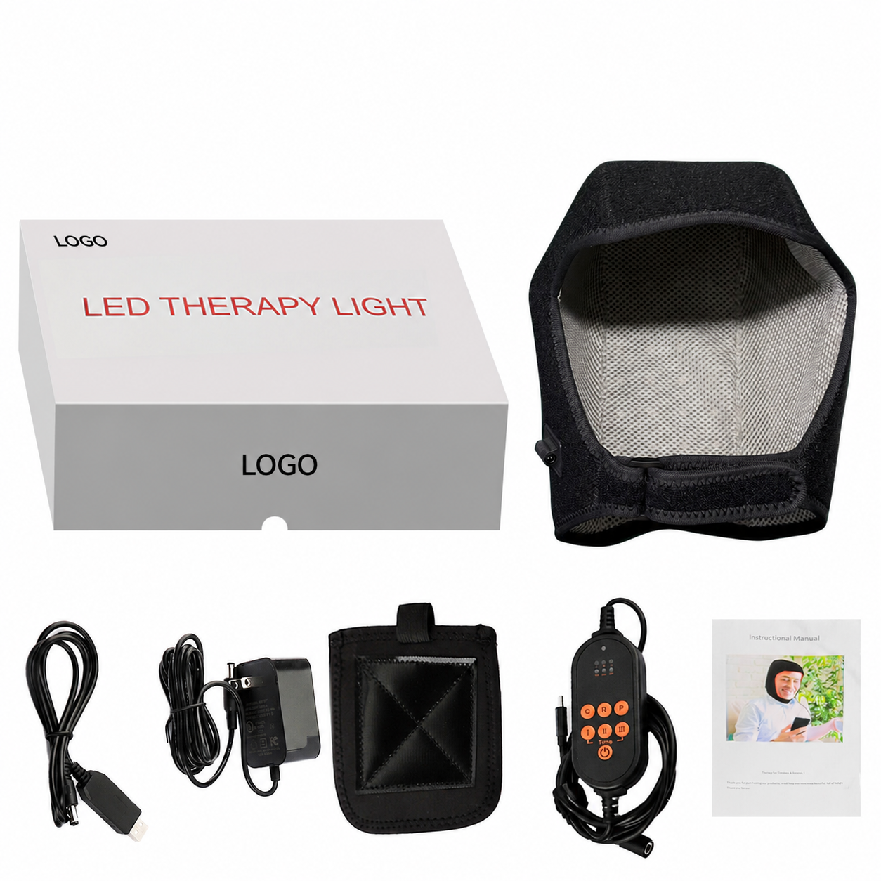 Wearable red and blue LED light cap, flexible light hat for home scalp wellness care
